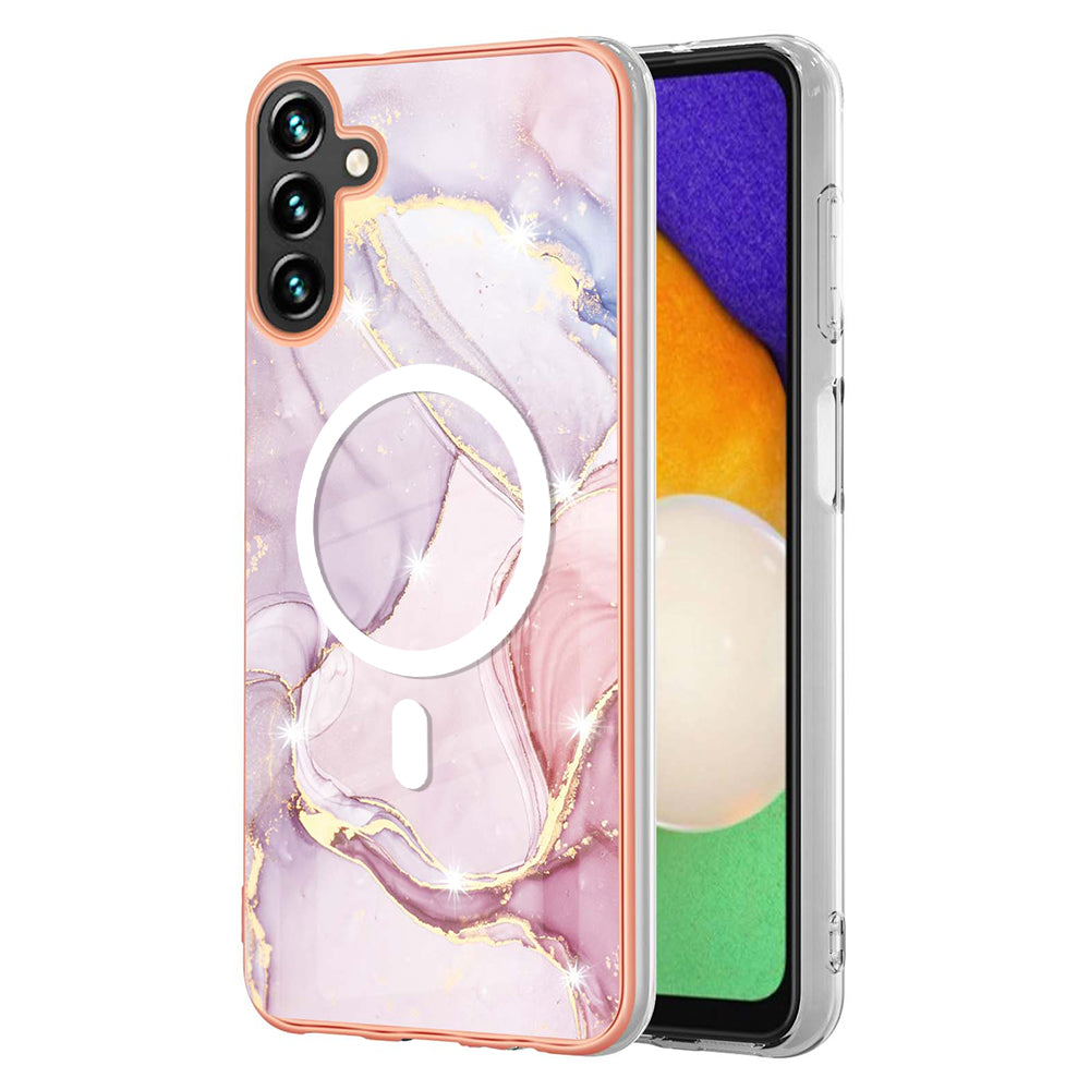 YB IMD Series-19 for Samsung Galaxy A54 5G Electroplated IMD Magnetic Phone Case 2.0mm TPU Anti-scratch Cover YB IMD Series-19 for Samsung Galaxy A54 5G Electroplated IMD Magnetic Phone Case 2.0mm TPU Anti-scratch Cover